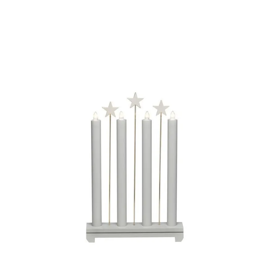 Adventsstake med stjerner - Lys grå