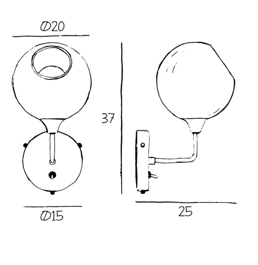 Ballroom Vegglampe 37 cm - Grå