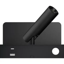 Bedside vegglampe 3W 2700 Kelvin med trådløs hurtig lader og USB A og C