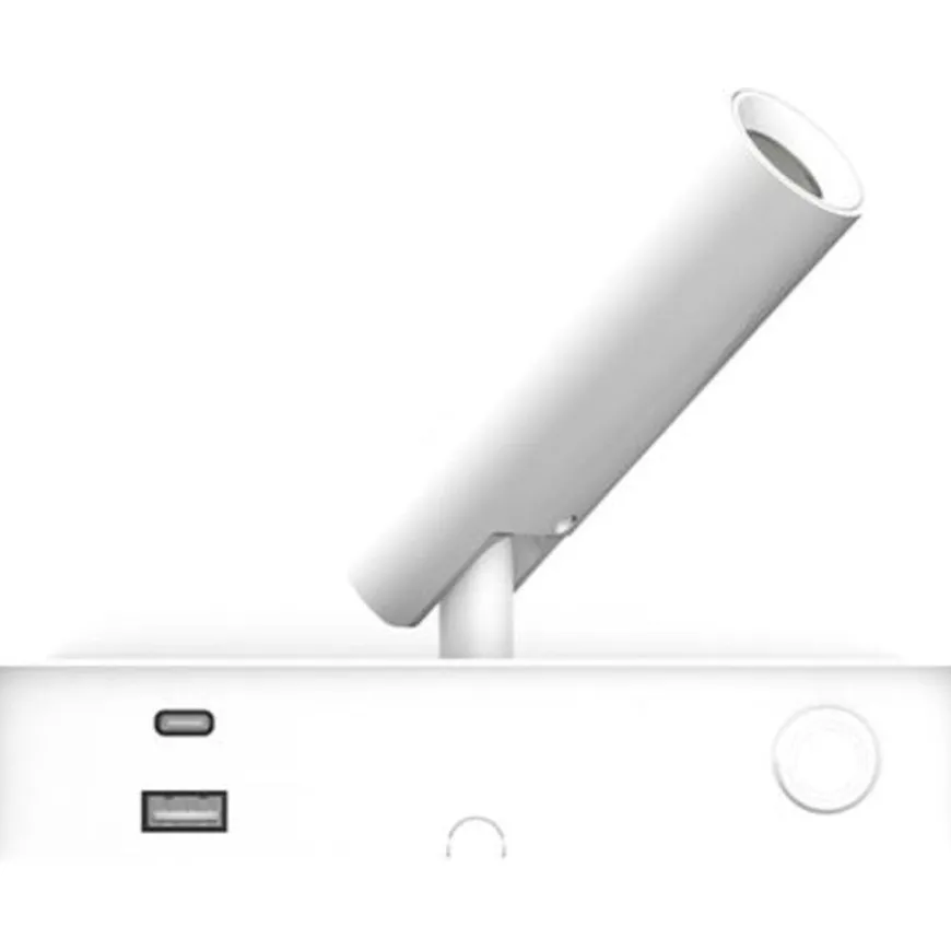Bedside vegglampe 3W 2700 Kelvin med trådløs hurtig lader og USB A og C
