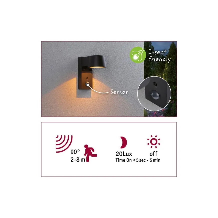 Capea vegglampe utendørs IP44 6W 2200/3000 Kelvin - Sensor