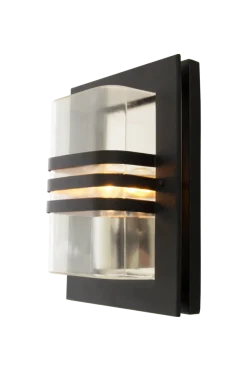 Capo vegglampe utendørs IP44 E27 - Svart/Klart glass