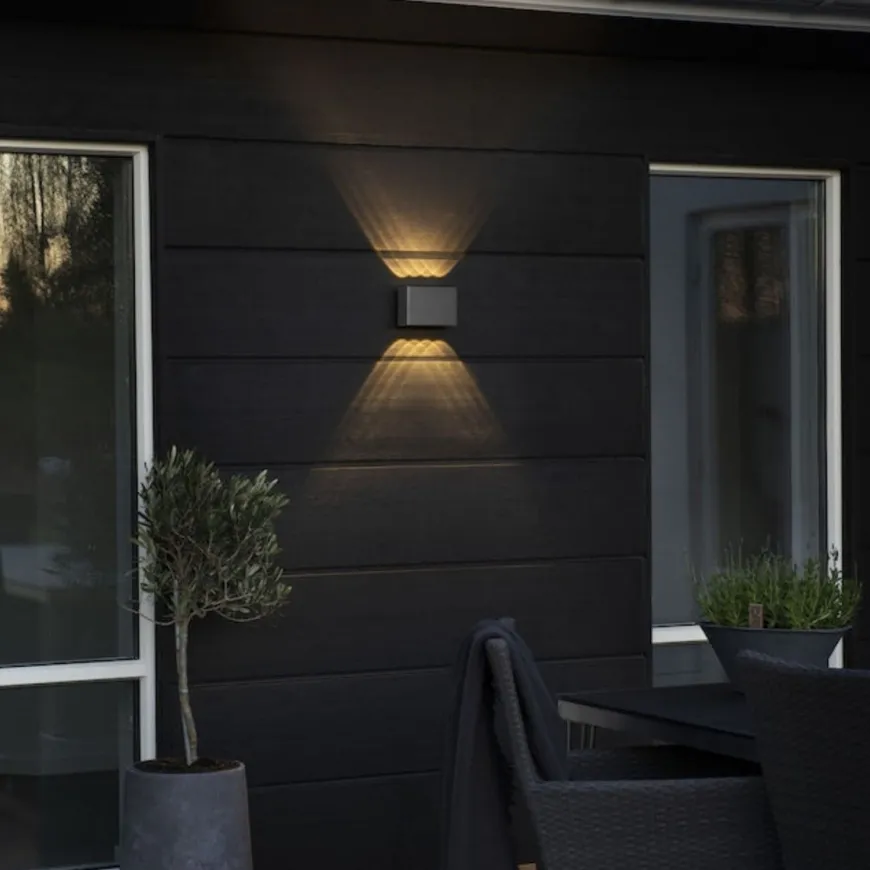 Chieri vegglampe utendørs opp/ned 8x1W IP54 - Antrasitt grå
