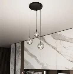 Cosmo rondell takpendel 3 lys - Svart/Røykfarget