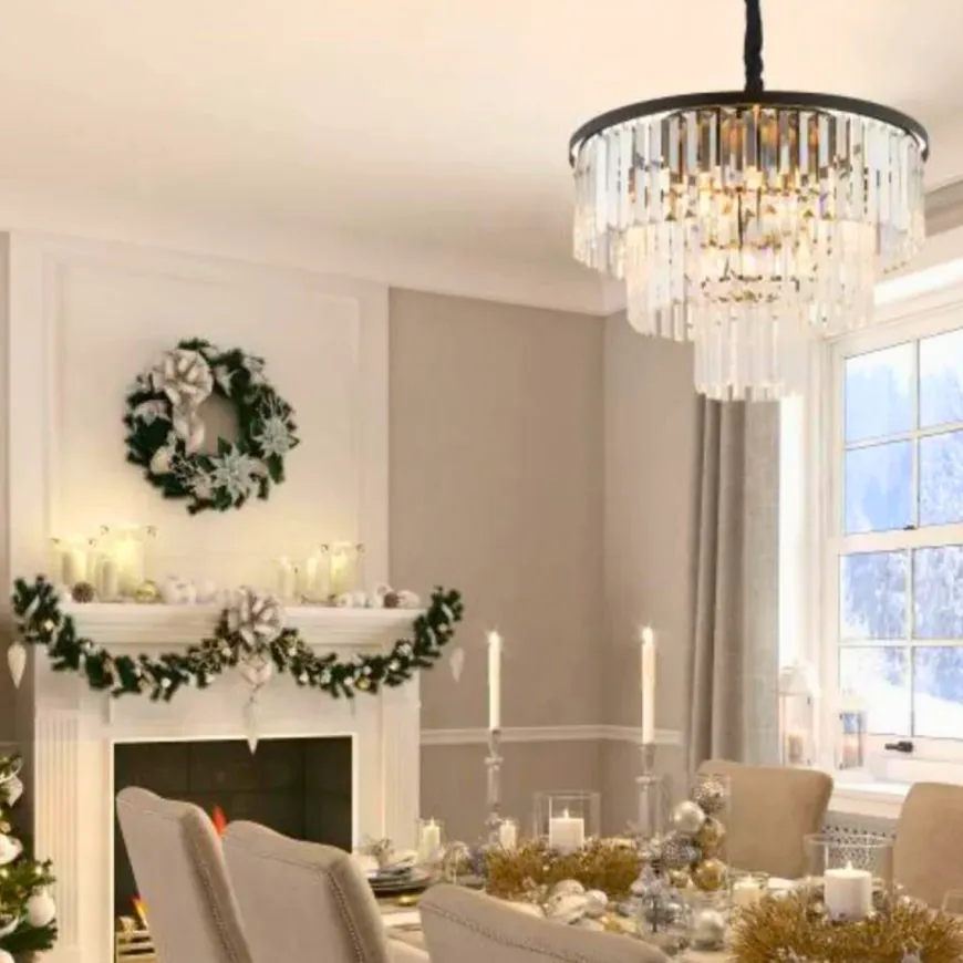 Cristal Lysekrone M - Svart