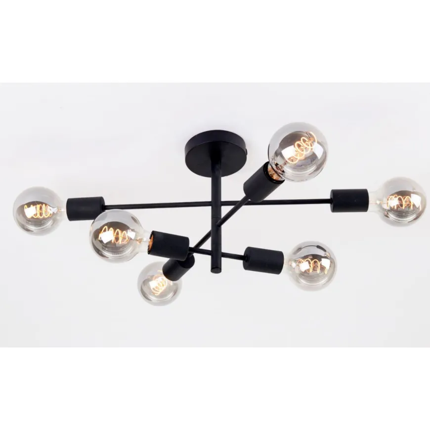 Cross taklampe 6 lys - Svart