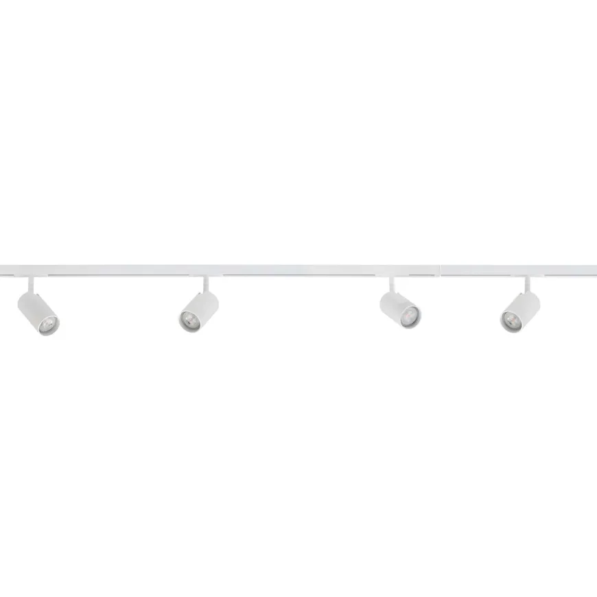 Designline Tube komplett 1,9 meter spotskinne med 4 spotter GU10 - Hvit