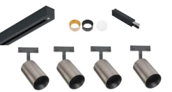 Designline Tube Pro komplett 1.9 meter spotskinne med 4 spotter GU10 - Svart/Titanium