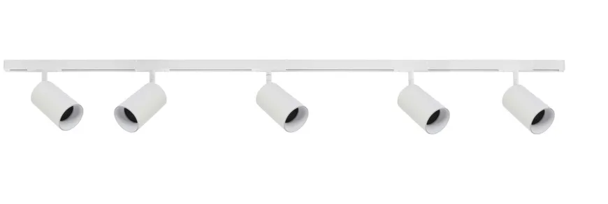Designline Tube Pro komplett 1,9 meter spotskinne med 5 spotter GU10 - Hvit