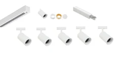 Designline Tube Pro komplett 1,9 meter spotskinne med 5 spotter GU10 - Hvit
