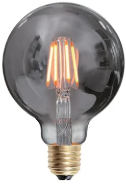 Edison E27 globe filament LED 4W 2200K 95 mm dimbar - Røykfarget