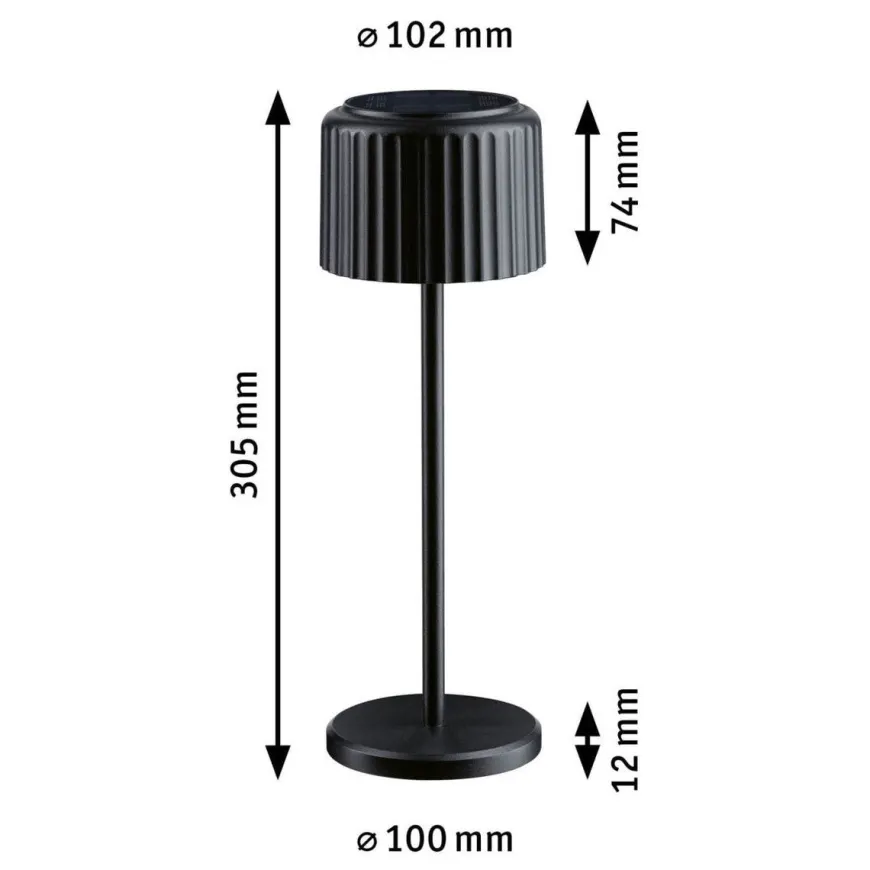 Else bordlampe oppladbar via USB eller solcelle 2700 Kelvin IP44