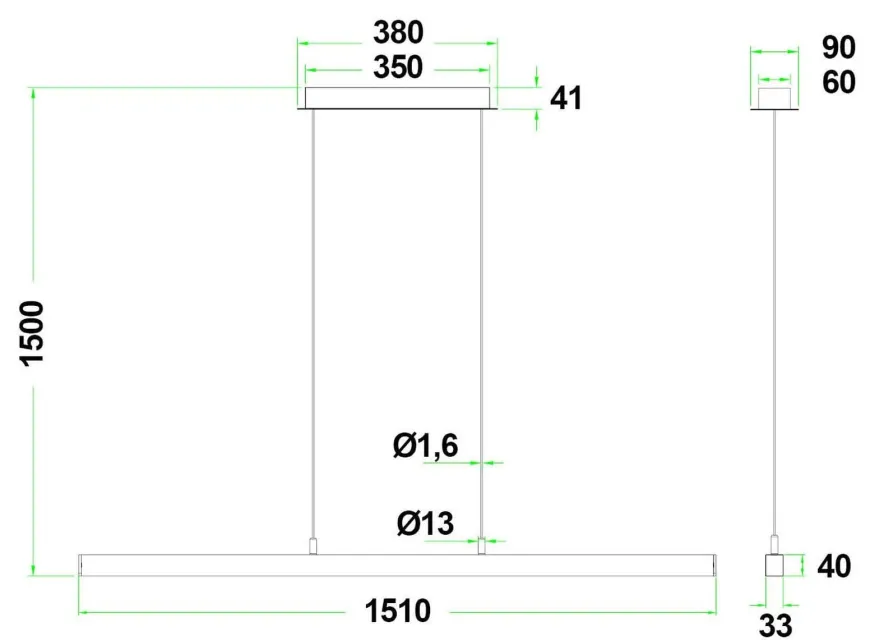 Era 1500 takpendel 27W LED 2700 Kelvin RA90 dimbar