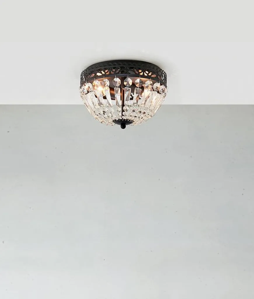 Etienne taklampe 25 cm - Svart/Klar - Svart / Krystall