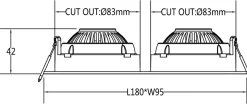 Georgia 360 lavtbyggende downlight dobbel 2x7W 3000K RA97 Dimbar IP44 - Svart