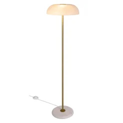 Glossy gulvlampe - Hvit/Marmor/Messing