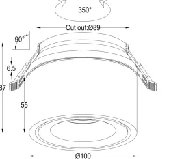 Glow K1 100 recessed downlight 13W 2700/3000 kelvin