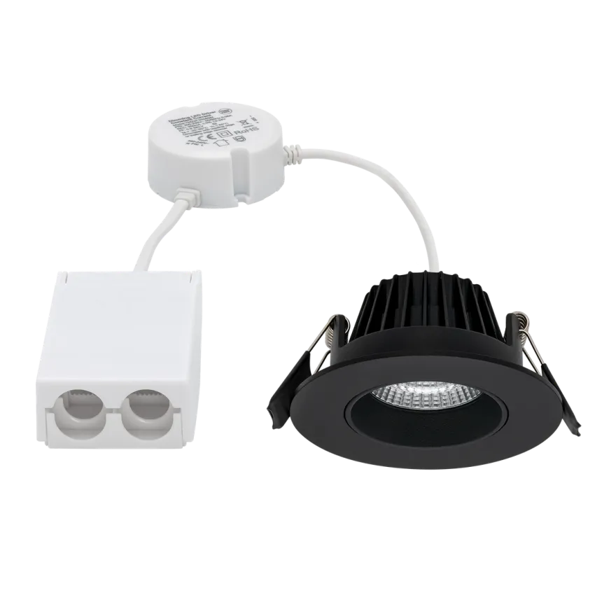 Icarus lavtbyggende downlight Isosafe 7W RA95 2700K 68-83 mm dimbar - Svart