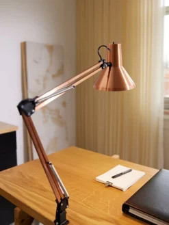 Jensen bordlampe m/bordklemme og veggfeste - Kobber