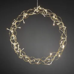 Julekrans med lys 45 cm varmhvit led - Gull