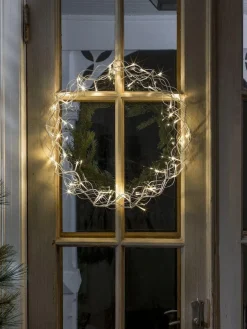 Julekrans med lys 45 cm varmhvit led - Sølv