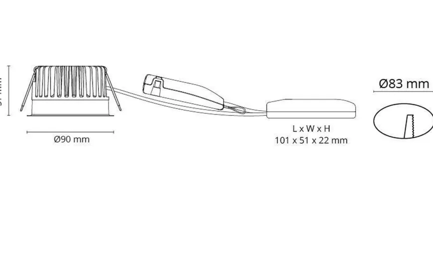 Junistar Soft Slim IsoSafe 9W LED 2700K Ra>95 - Hvit