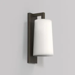 Lago 280 vegglampe IP44 - Bronse/Opal glass skjerm