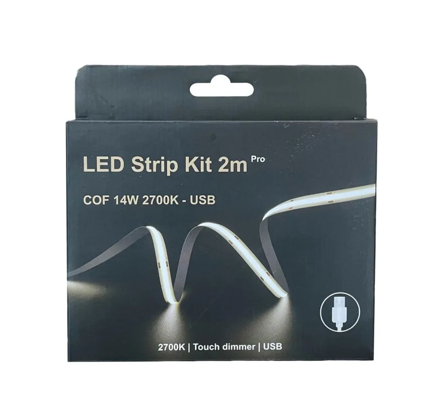 LED Strip kit 14W 2700 Kelvin med USB og dimmer - 2 meter