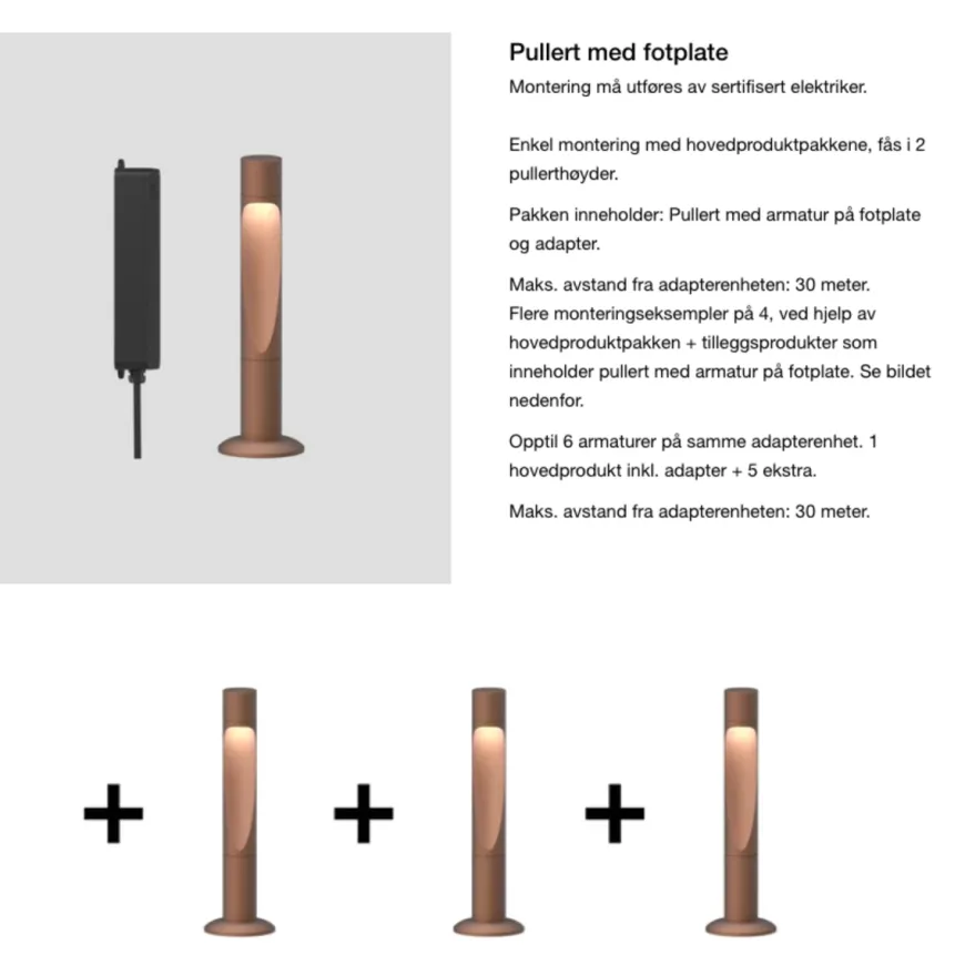 Louis Poulsen Flindt Garden jordspyd u/adapter lang