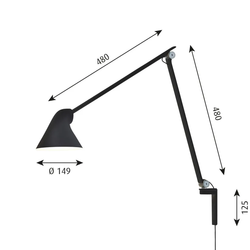 Louis Poulsen NJP lang vegglampe