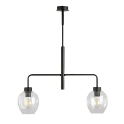Lukka takpendel 2 lys- Svart/Klart glass