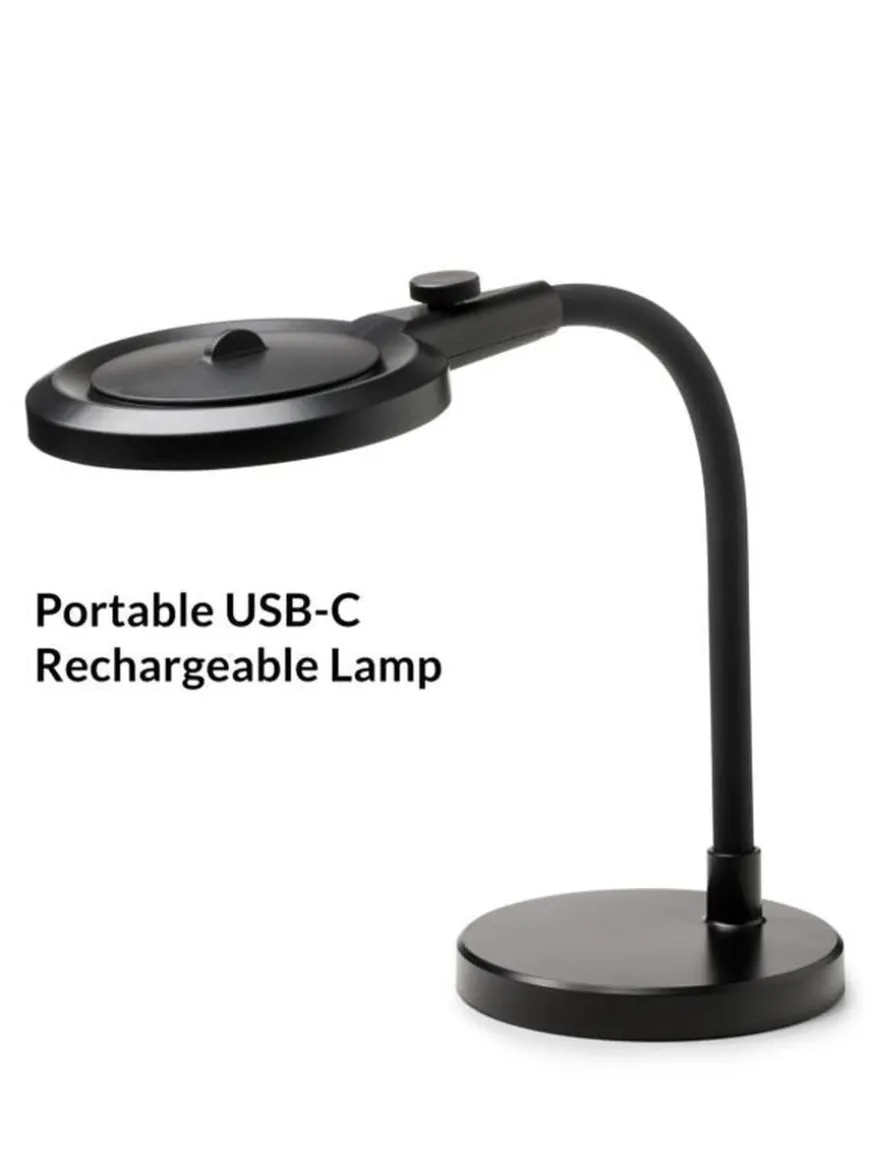 Magni portabel oppladbar bordlampe med forstørrelsesglass