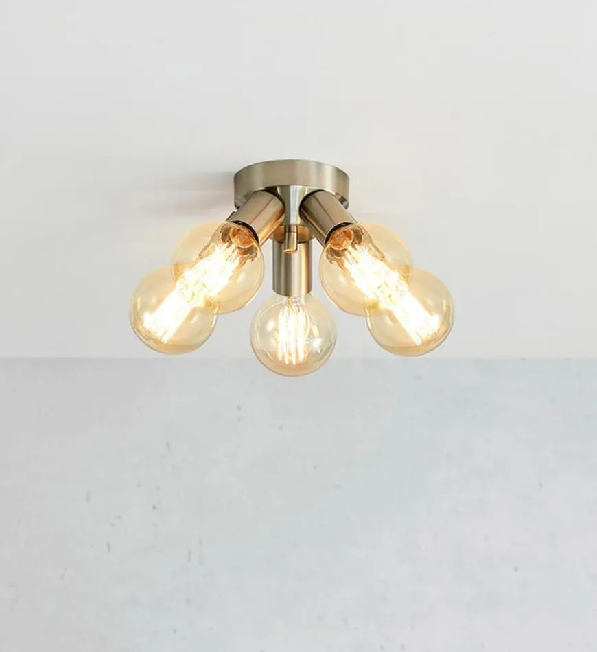 Mazzo taklampe 5-lys - Satin Nikkelfarget - Nikkel