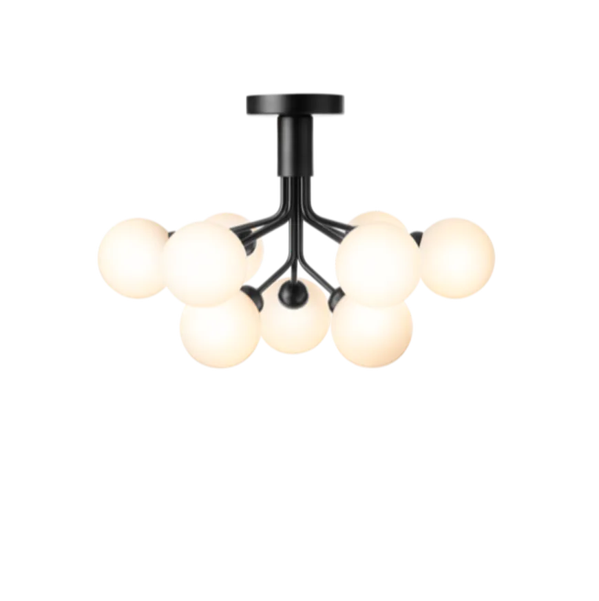 Nuura Apiales 9 taklampe satin svart/opal