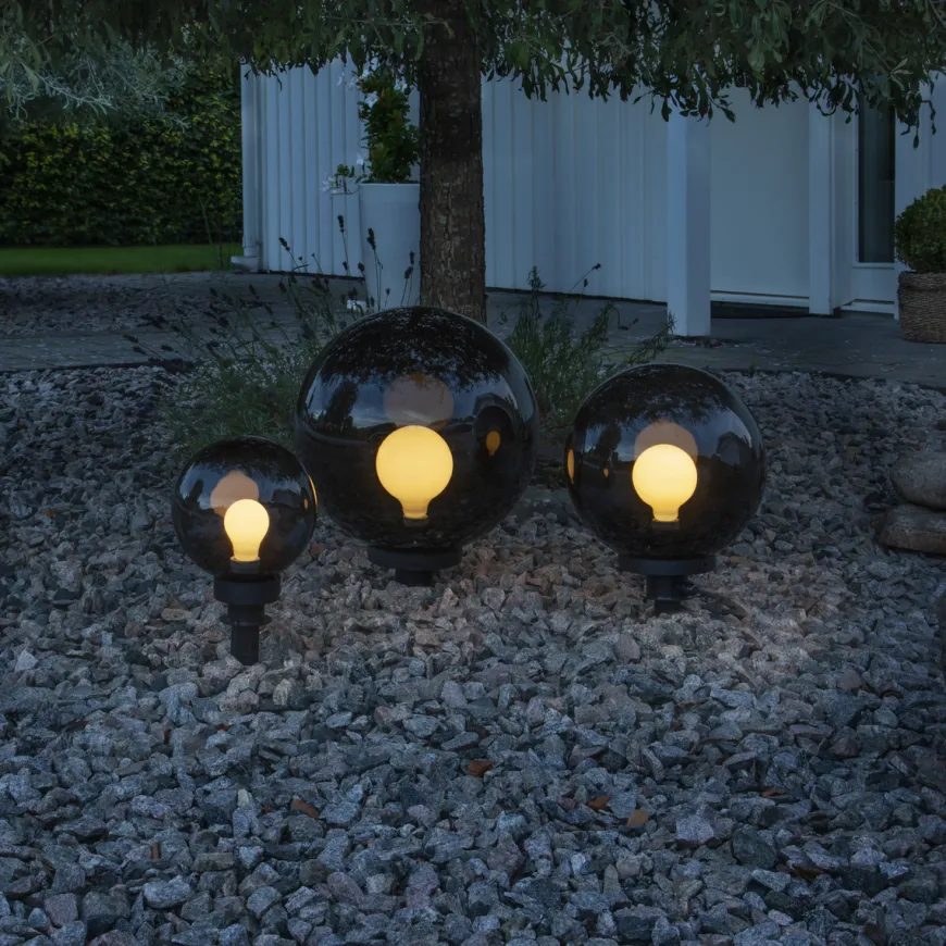 Orby dekorativ hagelampe 20 cm - Svart/Røykfarget