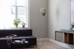 Oslo Wood gulvlampe lysegrå med skjerm