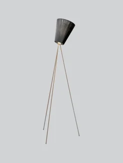 Oslo Wood gulvlampe stål med skjerm