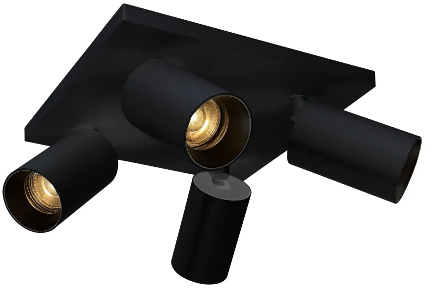 OZ K4 taklampe med 4 spotter - Svart