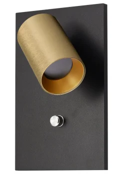 Oz K1 vegglampe m/USB - Svart/Gullfarget