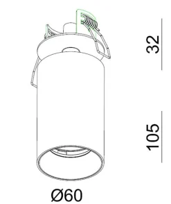 Oz Recessed downlight spot - Svart/Messing