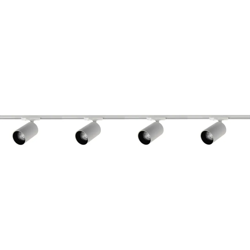 Oz spotskinne 4 spotter 2 meter - Pure white/Svart