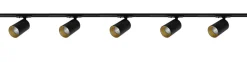 Oz spotskinne 5 spotter 2 meter - Svart/Gull