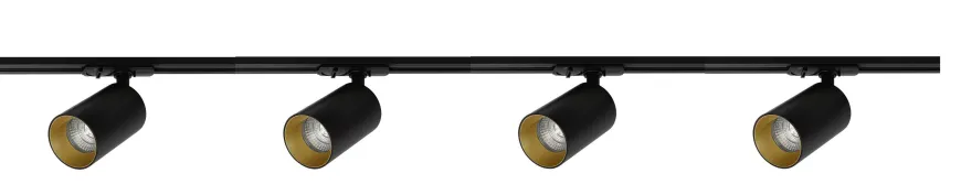 Oz spotskinne 4 spotter 2 meter - Svart/Gull