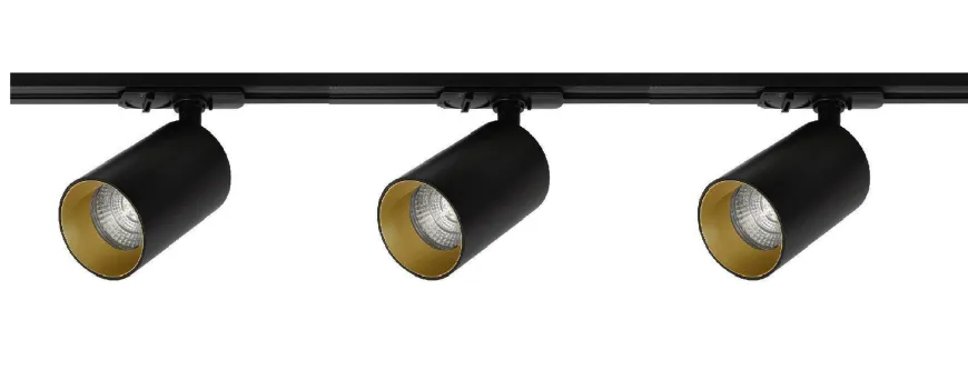 Oz spotskinne 3 spotter 1 meter - Svart/Gull