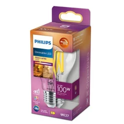 Philips Filament warmglow E27 LED 10,5W 60mm dimbar - Klar