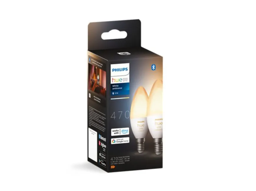 Philips Hue B39 E14 lyspære 5,2W 2200-6500K White Ambiance - 2 pakning