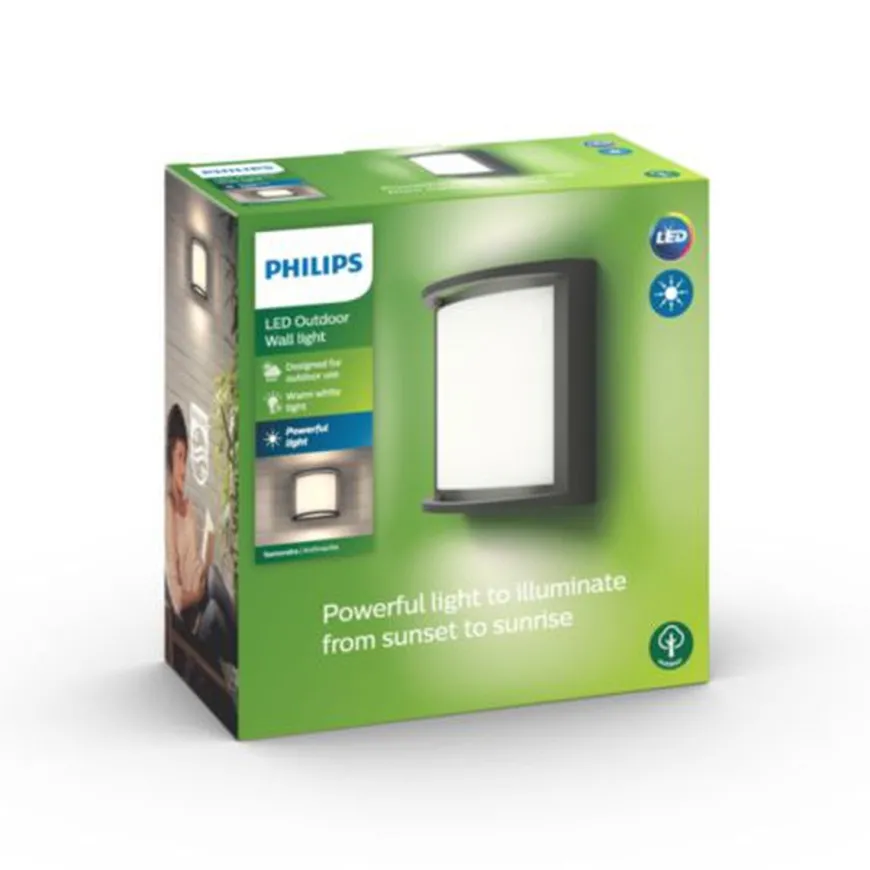 Philips myGarden Samondra vegglampe utendørs IP44 12W LED - Svart