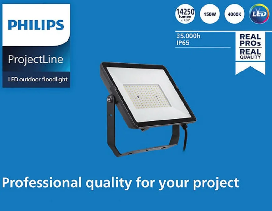 Philips ProjectLine lyskaster utendørs 150W 4000K IP65 - Svart