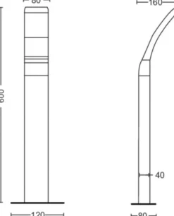 Philips Splay pullert 60 cm utendørs IP44 12W LED - Antrasitt