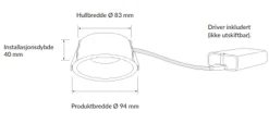 Plejd smart lavtbyggende spot / downlight 2200-4000K IP44 8W RA90